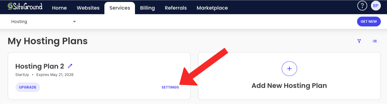 siteground-hosting-plan-settings