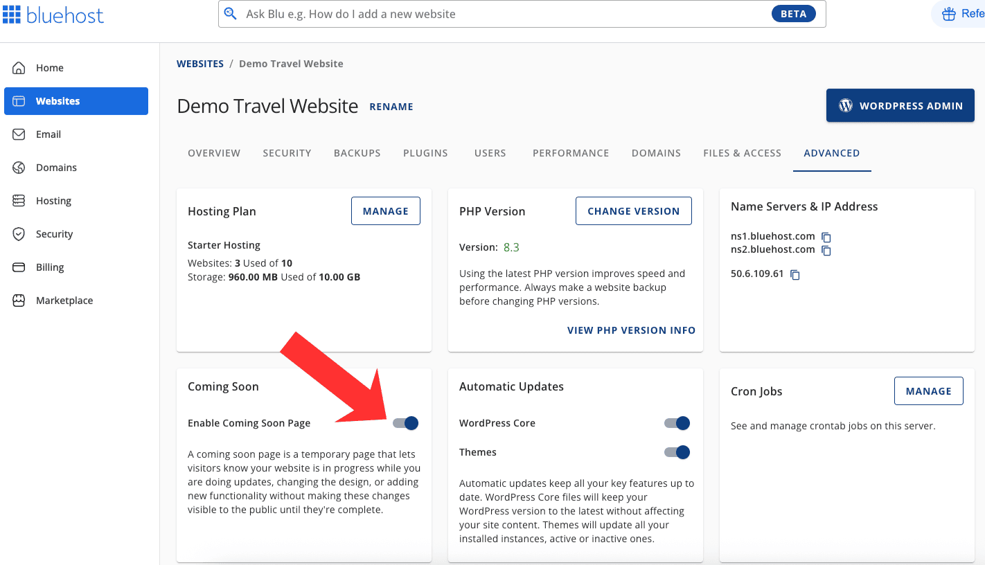 bluehost-settings-coming-sson-page-disable bluehost-settings-coming-sson-page-disable