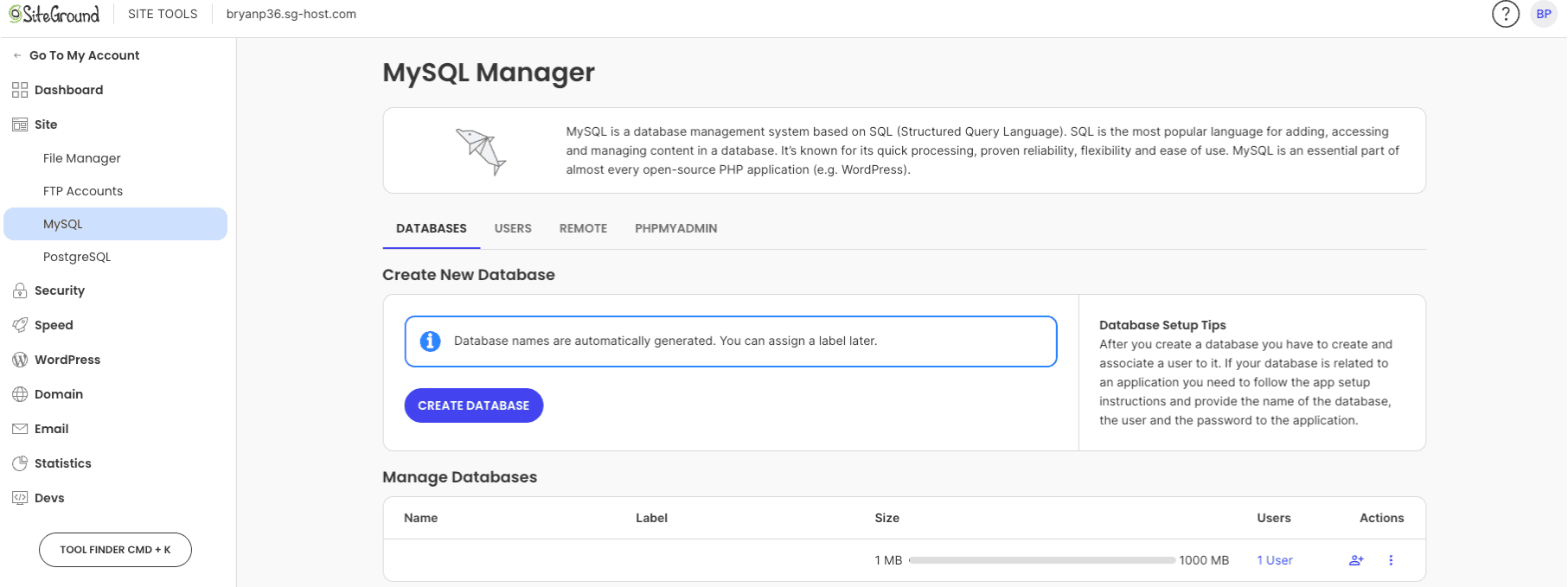 siteground-mysql-manager siteground-mysql-manager