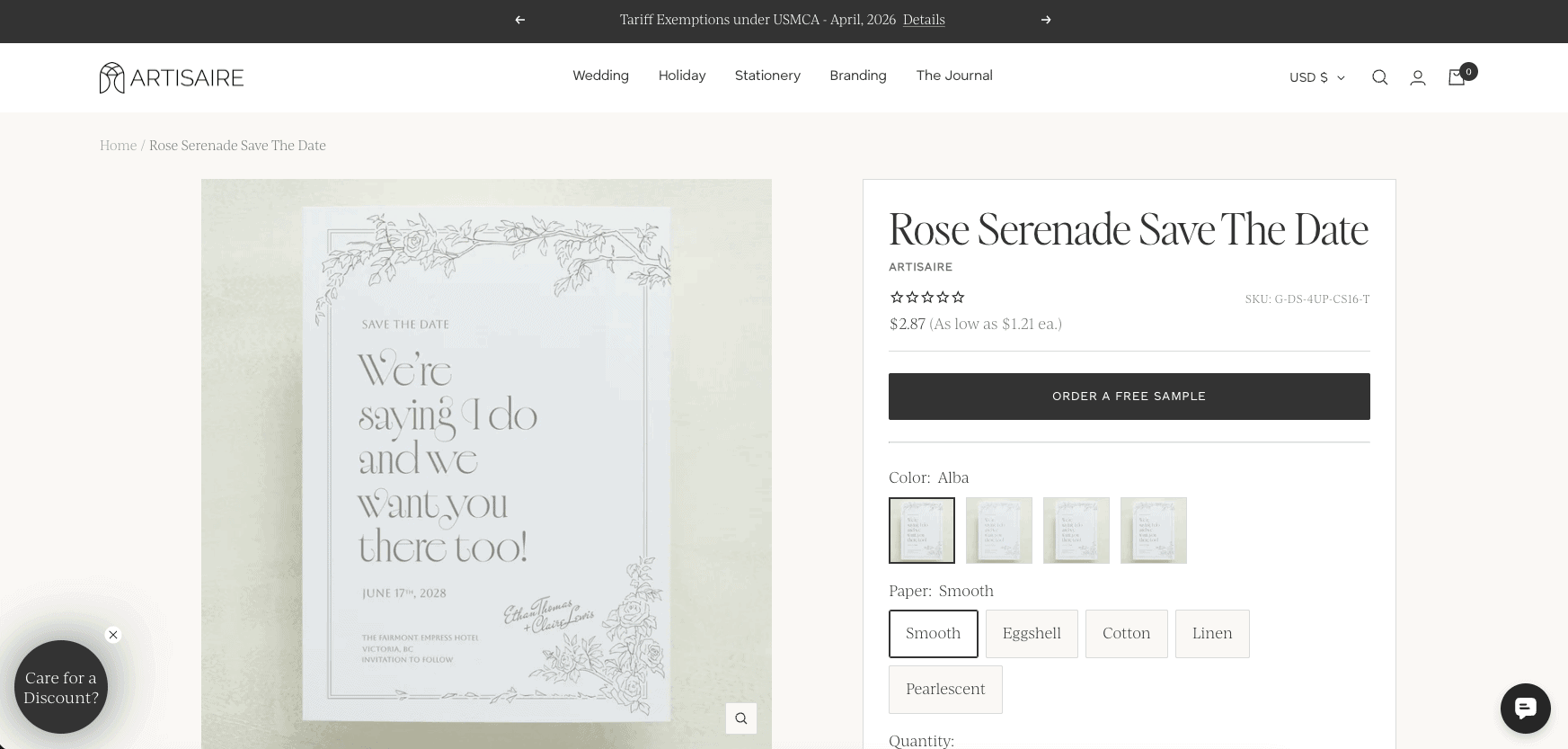 artisaire-shopify-store-example Artisaire product page showing wax seal customization options