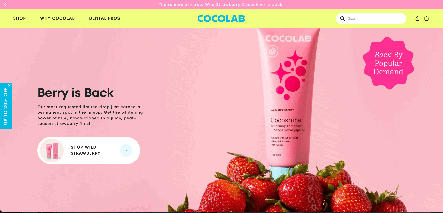 cocofloss-shopify-store-example Cocofloss homepage showing colorful oral care products and bundles