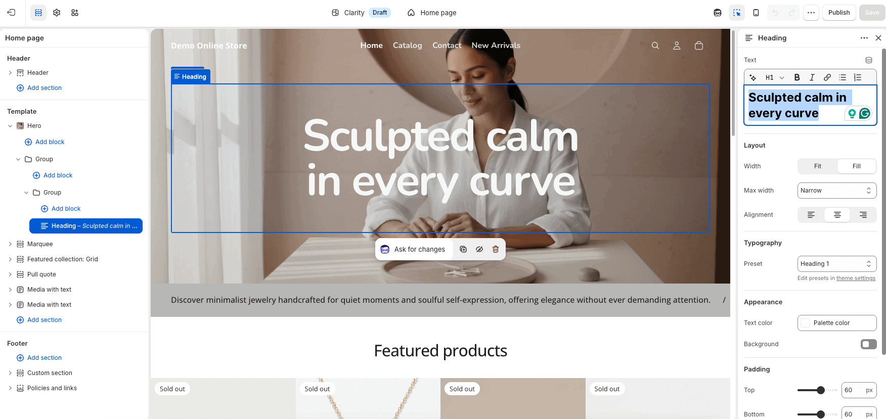 edit-shopify-ai-store-design Customizing an AI-generated Shopify store design