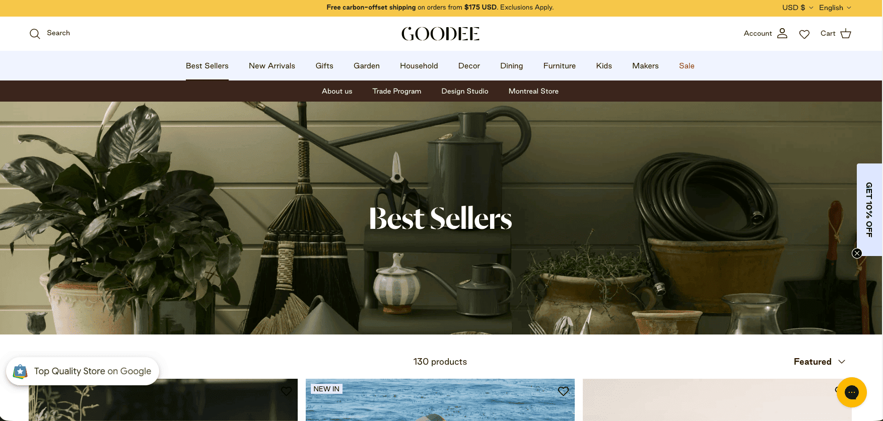 goodee-shopify-store-example GOODEE collection page showing products organized across multiple designers