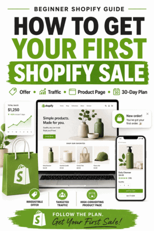 how-to-get-your-first-shopify-sale-pinterest How to get your first Shopify sale with a clear offer, traffic strategy, product page, and 30-day plan
