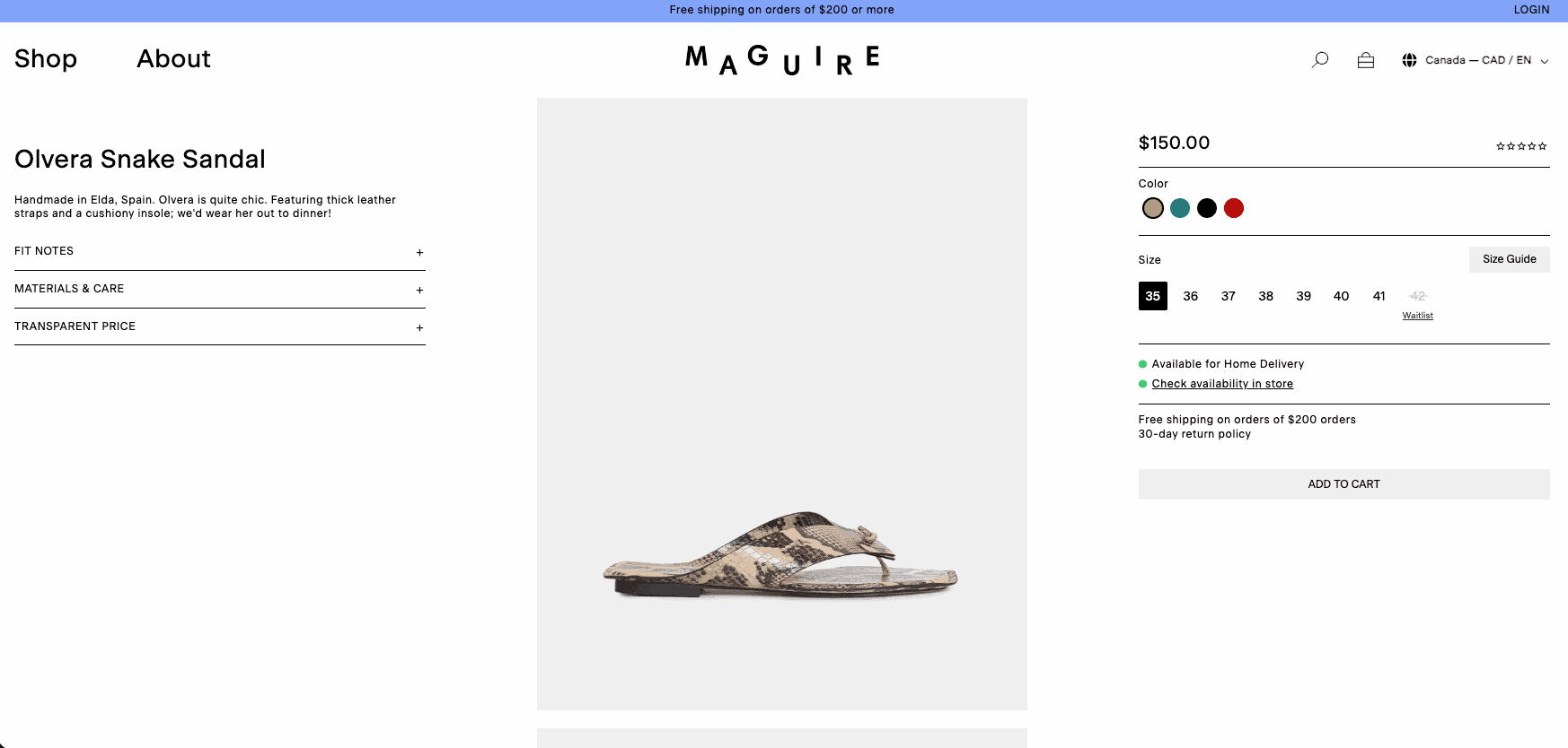 maguire-shoes-shopify-store-example Maguire Shoes store showing consistent footwear photography