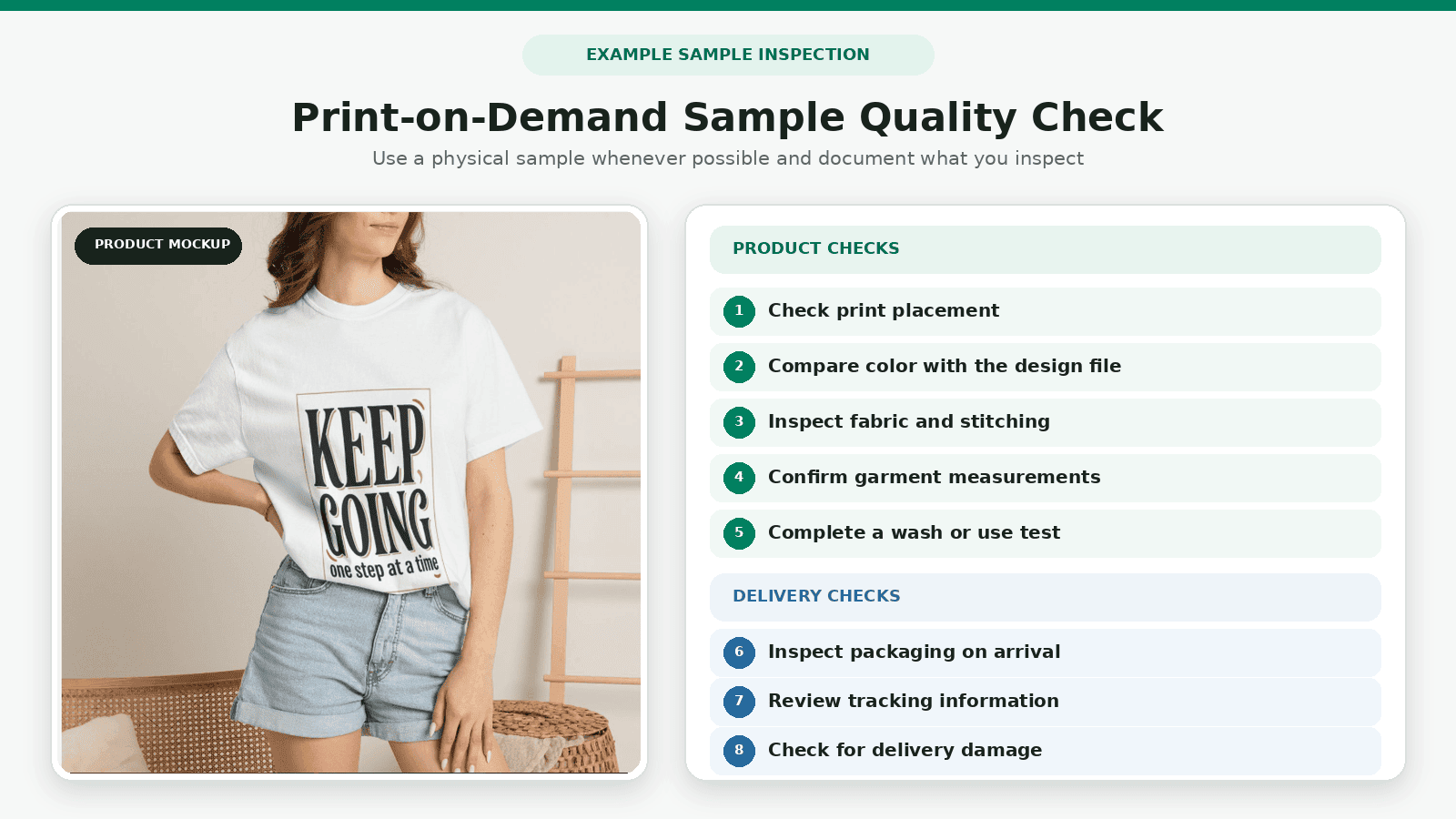 print-on-demand-sample-quality-check Print-on-demand product sample quality and delivery inspection