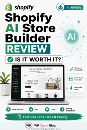 shopify-ai-store-builder-review-pinterest-1 Shopify AI Store Builder review covering how it works, pricing, pros, and cons