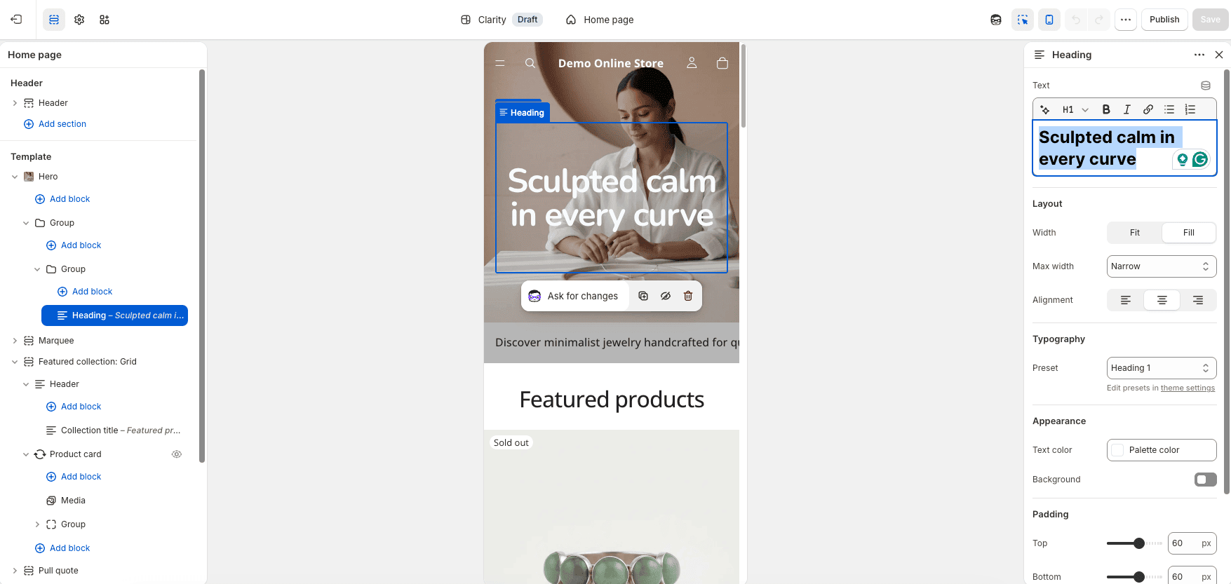 shopify-ai-store-mobile-preview Mobile preview of a customized Shopify AI store