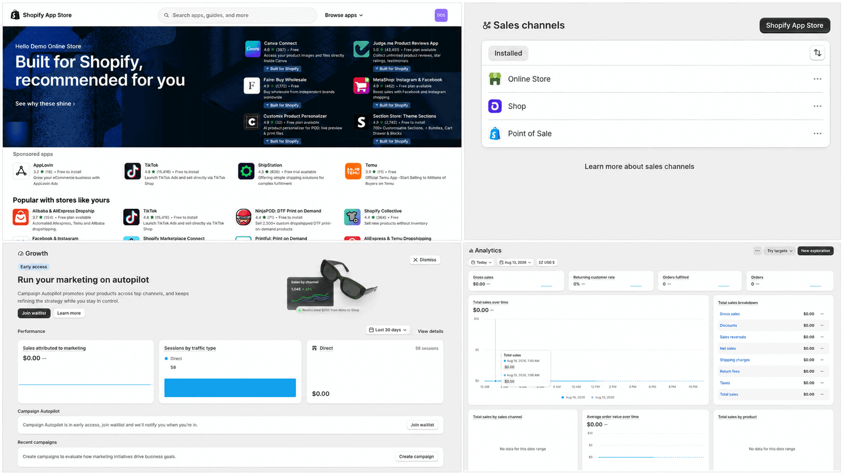 shopify-apps-sales-channels-marketing Shopify apps, sales channels, marketing tools, and analytics dashboard