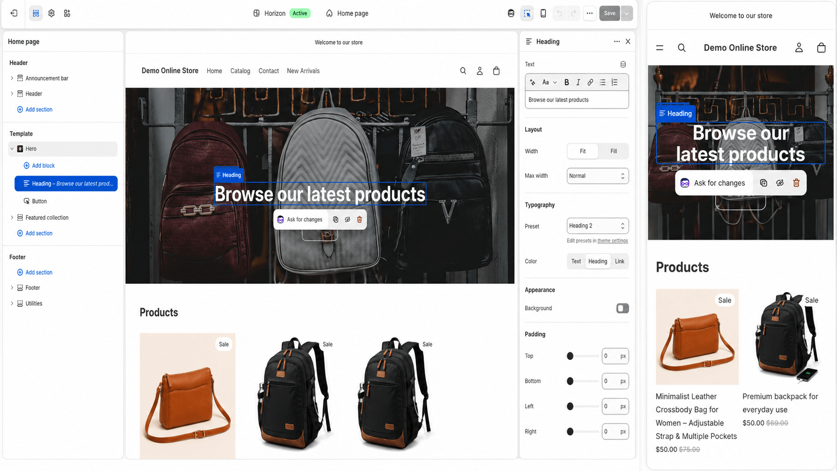 shopify-theme-mobile-preview Customizing and previewing a Shopify store on mobile