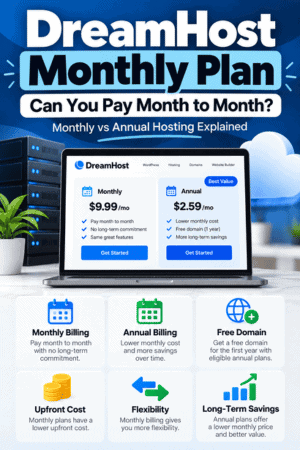 DreamHost monthly plan guide comparing monthly and annual hosting billing