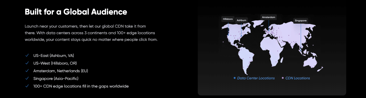 DreamHost signup screen showing available data center locations