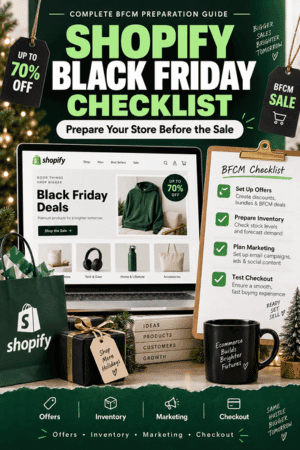 Shopify Black Friday checklist covering offers, inventory, marketing, checkout and fulfillment