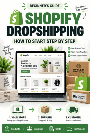 Shopify dropshipping beginner guide covering suppliers, products, costs, fulfillment, and store setup