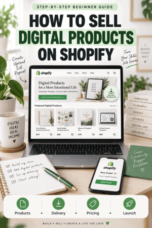 How to sell digital products on Shopify step-by-step Pinterest guide